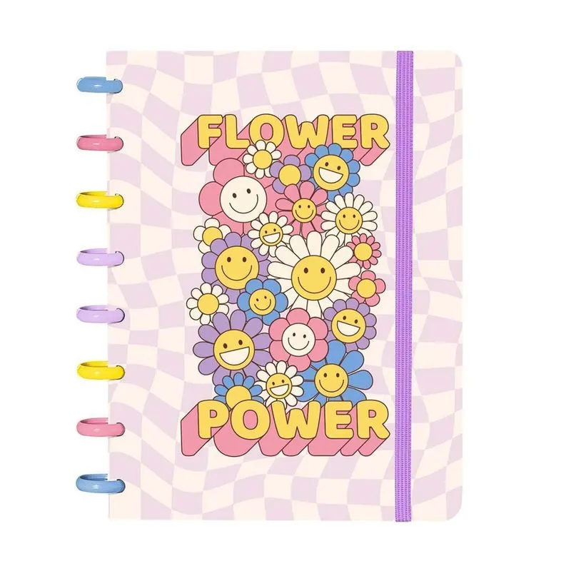 Caderno Disco Iscool Inteligente A5 Retro Flower Power