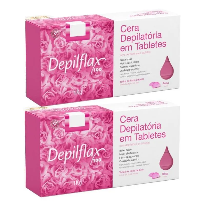 Combo 2kg Cera Quente Rosa Em Tabletes Depilflax