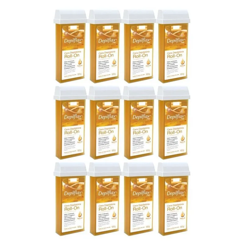 Combo 12 Refil Cera Roll On Natural 100g Depilação Depilflax