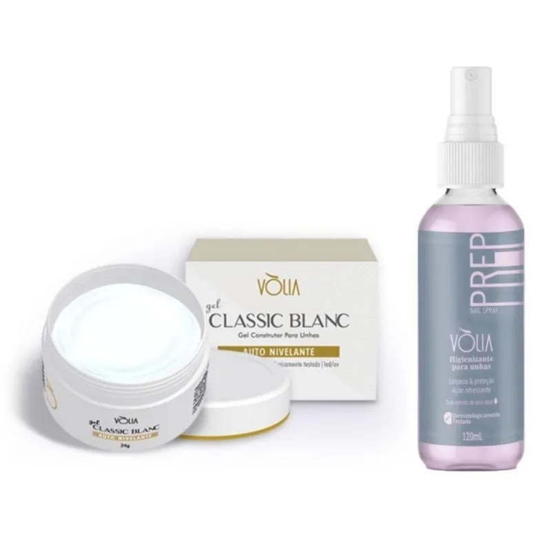 Kit Volia Gel Classic Blanc 24g + Prep Nail Spray 120ml