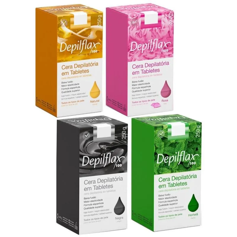 Kit 1kg Cera Quente Natural Hortelã Rosa E Negra 250g