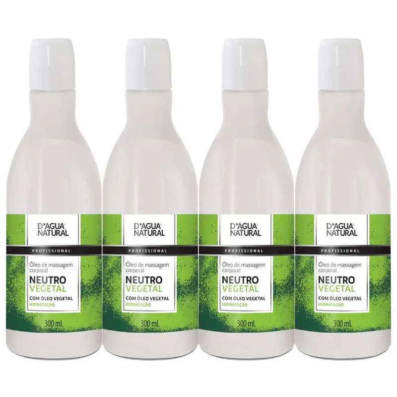 4un Óleo Massagem Neutro Vegetal 300ml Dágua Natural Vegano