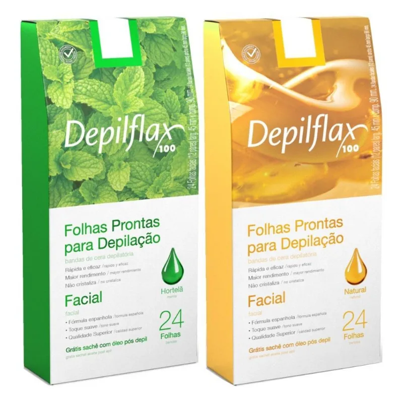 Kit Folhas Prontas Facial Natural E Hortelã Depilflax