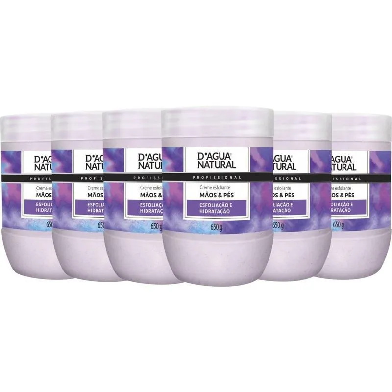 6un Esfoliante Mãos Pés Óleo Semente Uva 650g D'agua Natural