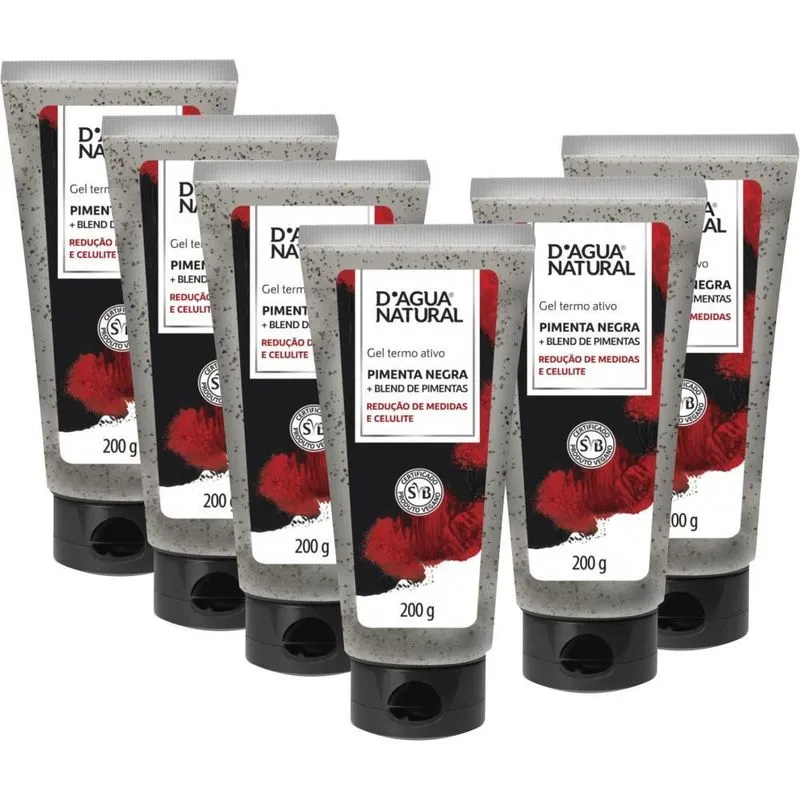 6un Gel Pimenta Negra Blend Pimentas 200g D'agua Natural