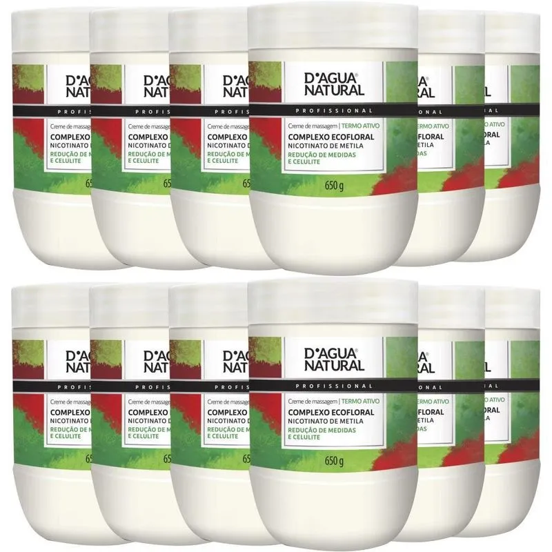 12un Creme Massagem Eco Nicotinato Metila 650g Dagua Natural