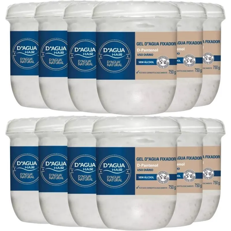 12un Gel D'agua Fixador Para Uso Diário 750g D'agua Natural