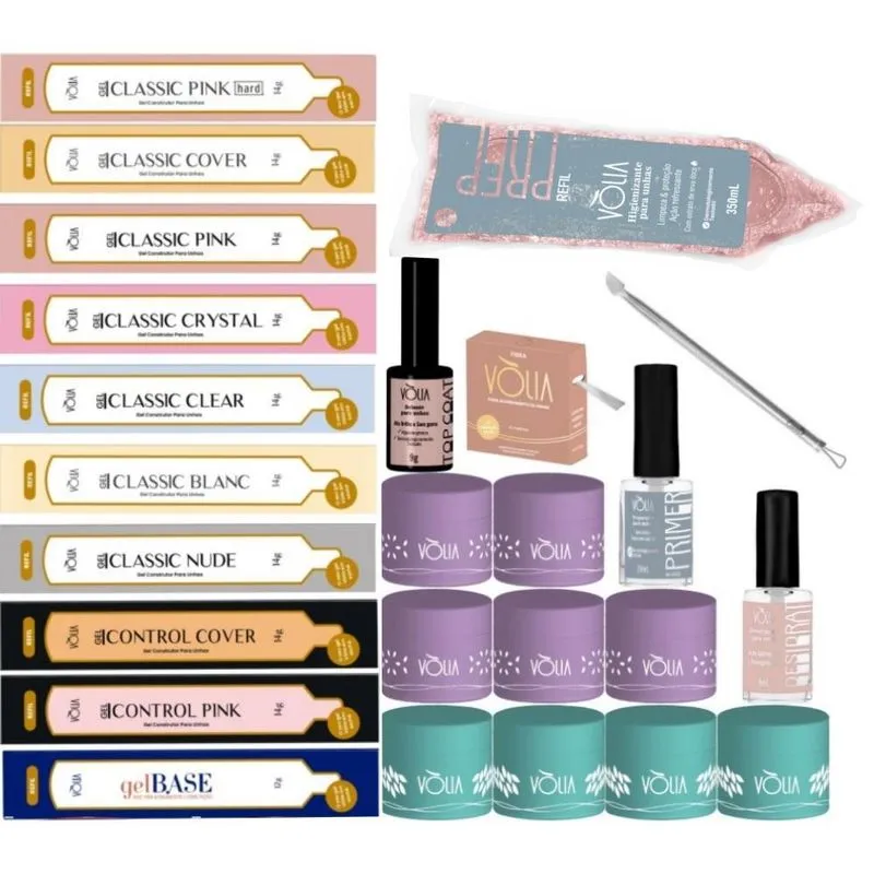 10 Gel Sache 5 Potes Lilas 4 Azul Prep Sache Preparação Unha