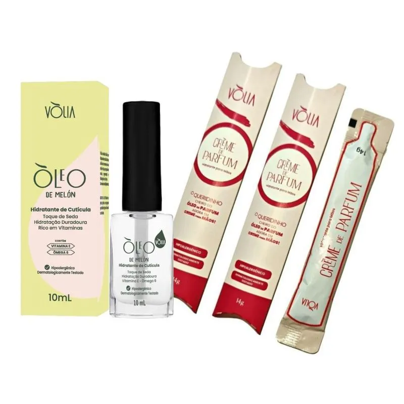 Óleo Melon 10ml Para Cuticula 2 Creme Parfum Mãos 14g Vlia