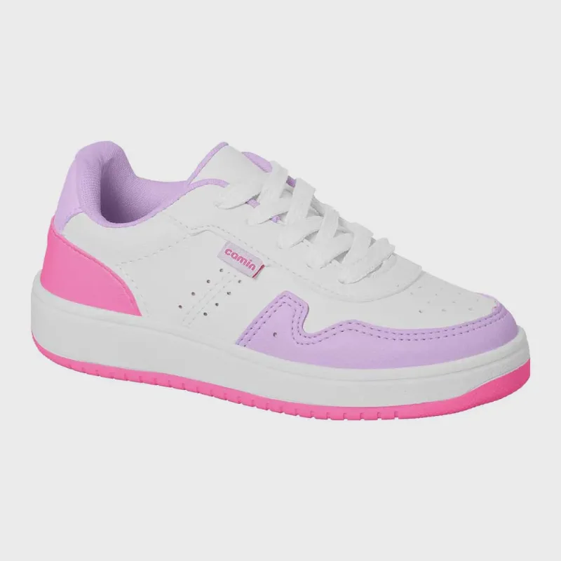 Tênis Infantil Yep Carinho Branco Lilás Pink Camin 3542-558JU