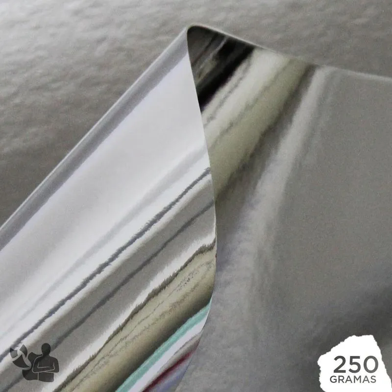 Papel Laminado Prata 250g A4 50 Folhas
