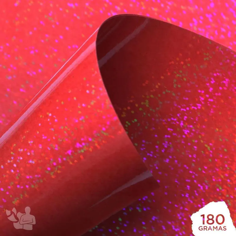 Papel Lamicote Confeti 180g A4 (vermelho) 5 Folhas