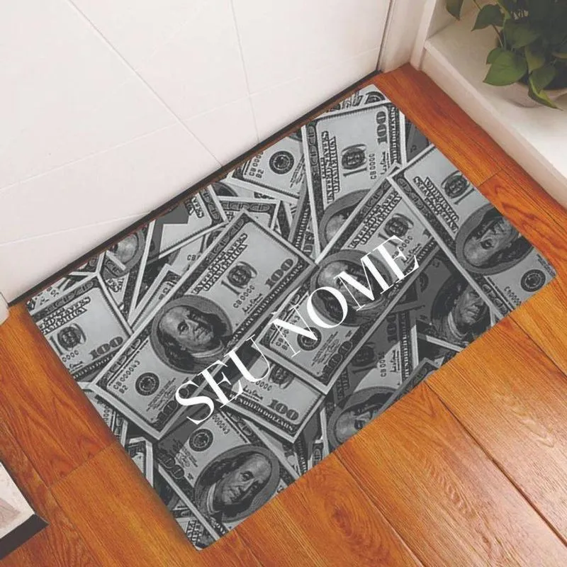 Tapete Capacho Personalizado Divertido Dollar Nome
