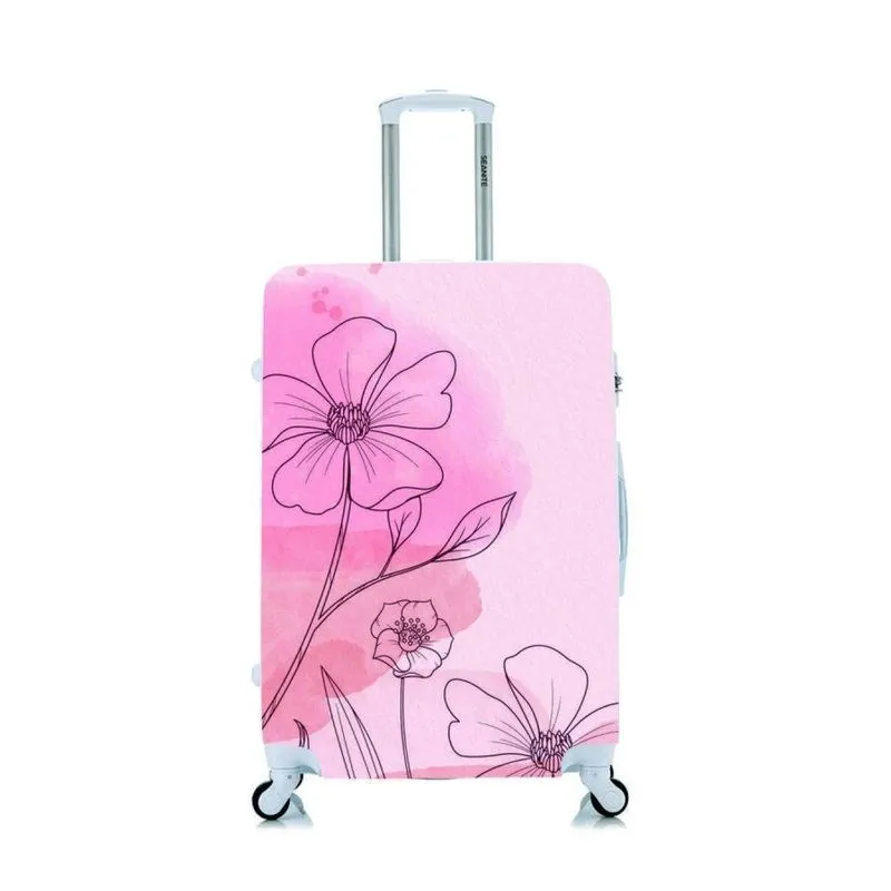 Capa Protetora P/ Mala Viagem Fundo Floral Rosa