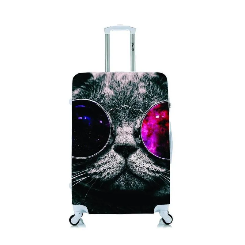 Capa Protetora Mala Viagem Personalizada Grande Gato Óculos