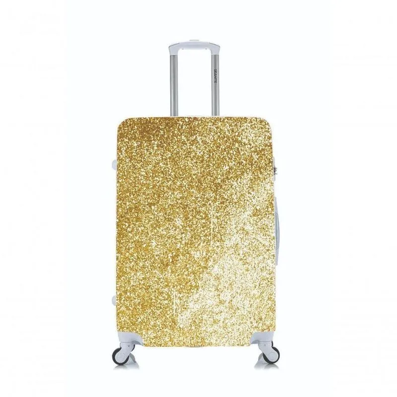 Capa Protetora Para Mala Viagem Média Glitter Dourado