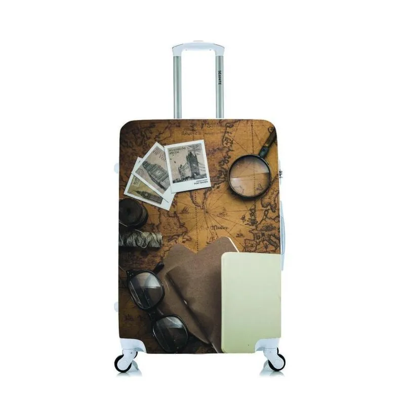 Capa Protetora Mala Viagem Personalizada Média Mapa Antigo