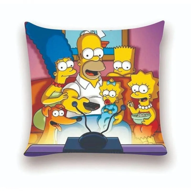 Almofada 25x25 Personalizado Simpsons Assistindo Tv