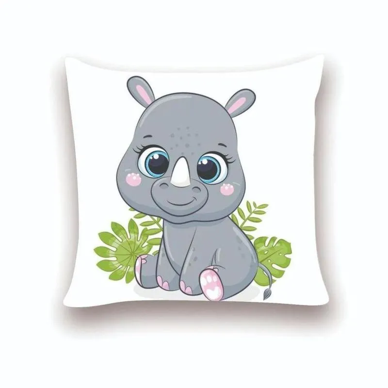 Almofada Decorativa 40x40 Cheias Infantil Rinoceronte