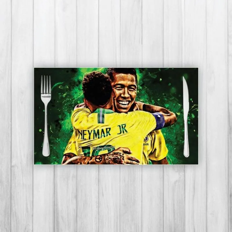 Jogo Americano 2 Un Retangular Neoprene Firmino E Neymar