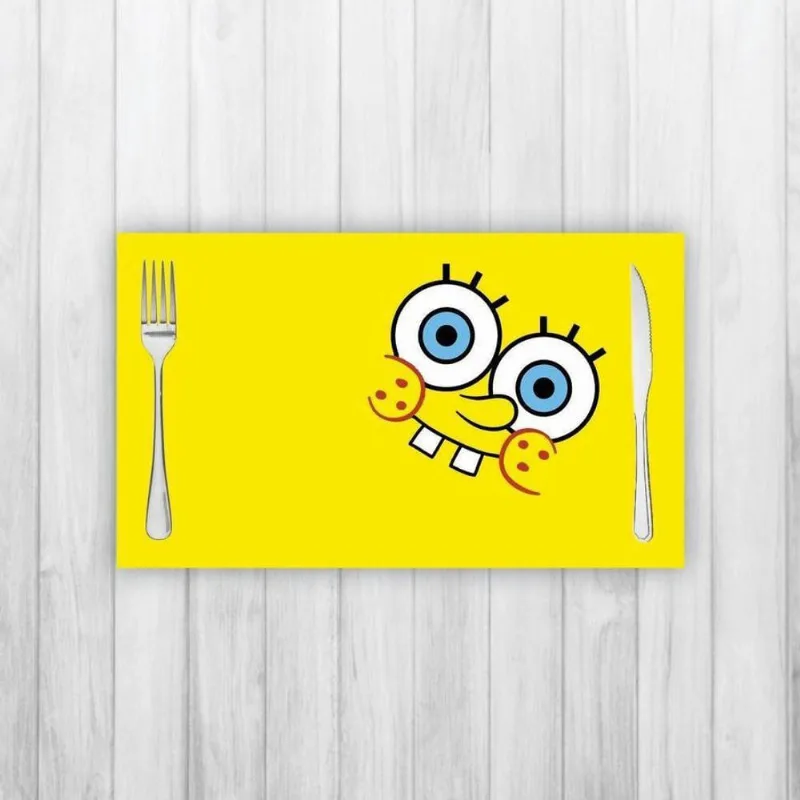 Jogo Americano 2 Un Retangular Neoprene Bob Esponja Carinha