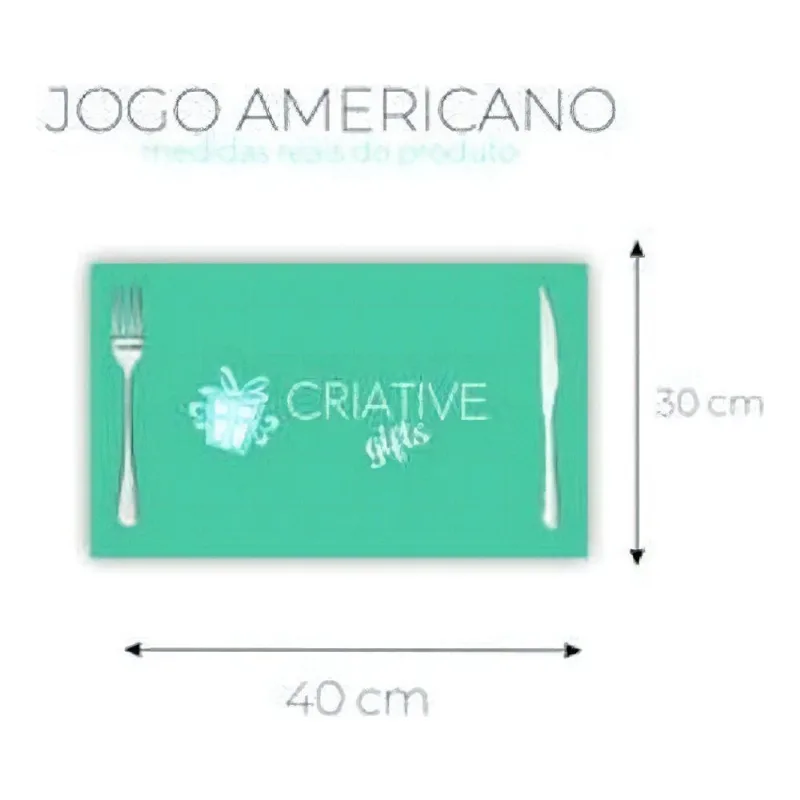 Jogo Americano 4 Un Retangular Neoprene Stitch Fundo Azul