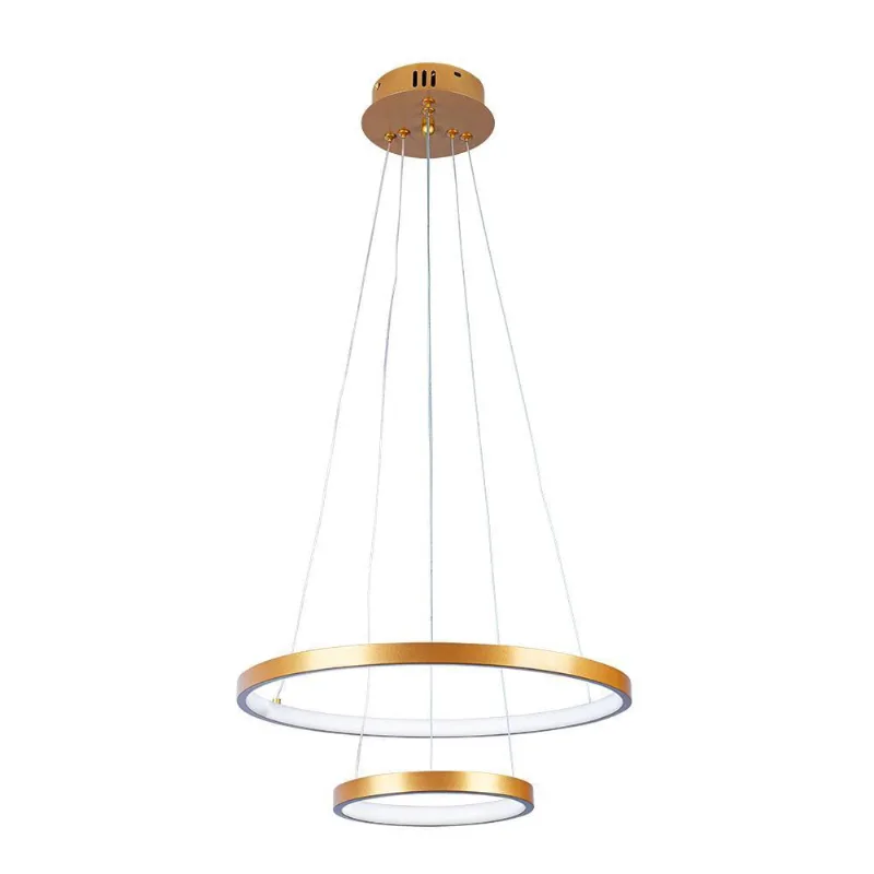 Pendente Lustre Led Moderno 2 Aros Arcos Anéis 20Cm E 40Cm