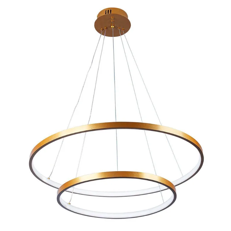 Pendente Lustre Led Moderno 2 Aros Arcos Anéis 40Cm E 60Cm