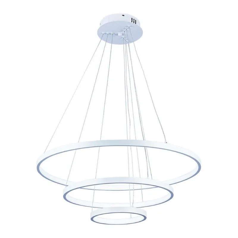 Pendente Lustre Led Moderno 3 Aros Arcos Anéis Atenas 20 40