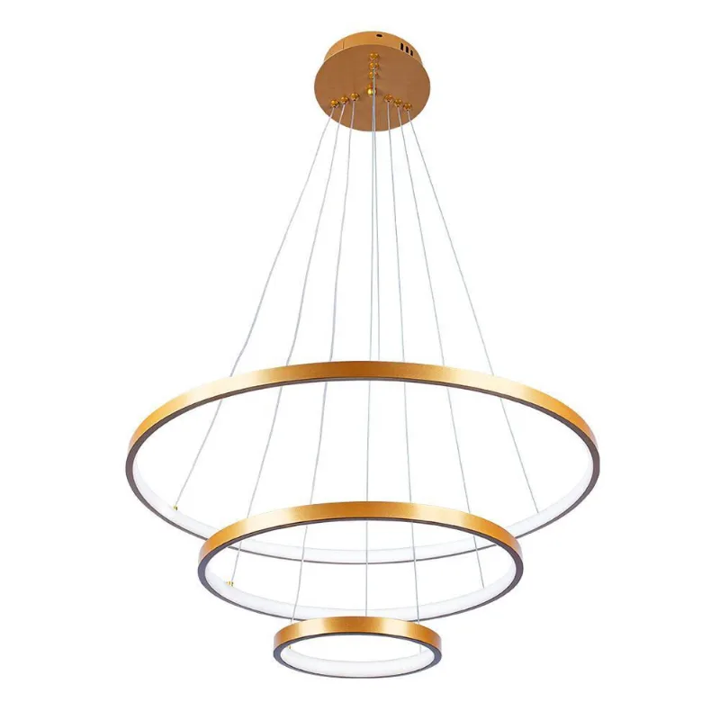 Pendente Lustre Led Moderno 3 Aros Arcos Anéis Atenas 20 40