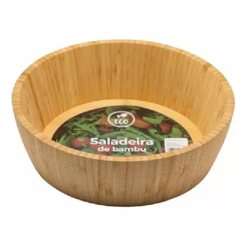 Saladeira De Bambu Bowl Grande 30x30x8,5cm Único