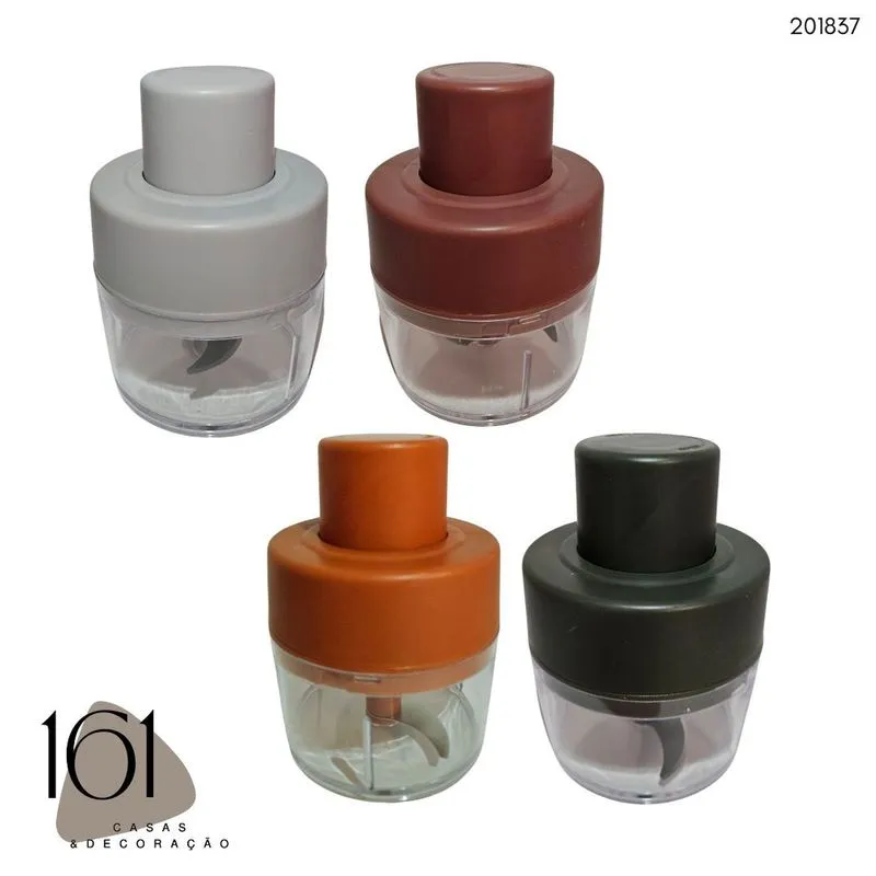 Mini processador de alimentos manual 200ML - cinza