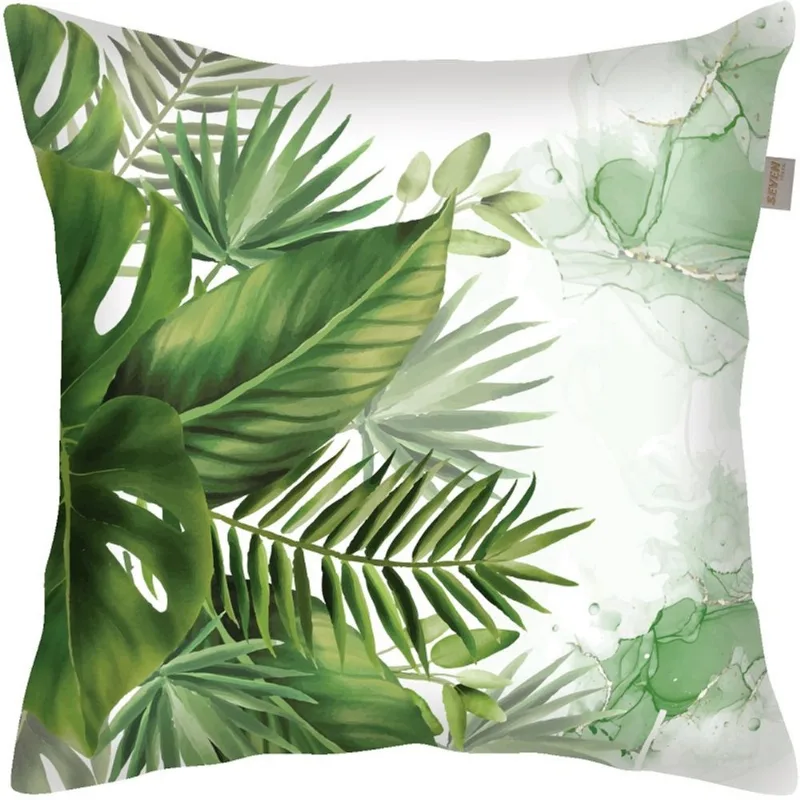 Capa de Almofada Aveludada Dupla Face Botânico 43cm x 43cm-Seven Textil