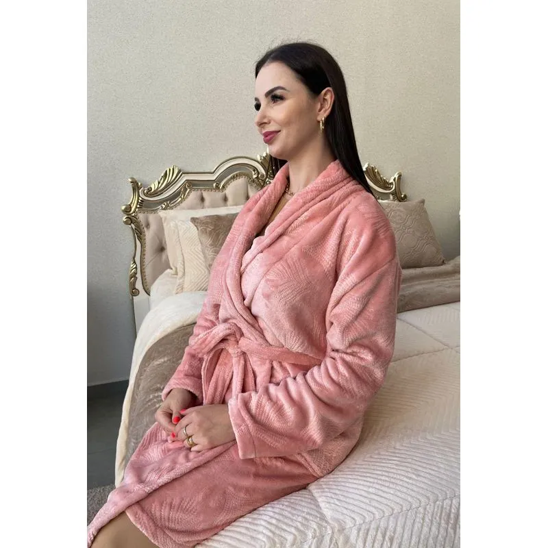 Roupão Soft Charm Flannel Em Relevo P Rosa Serenata