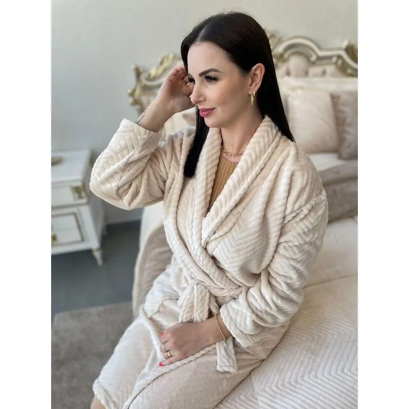 Roupão Soft Charm Unissex Flannel Em Relevo M Perola