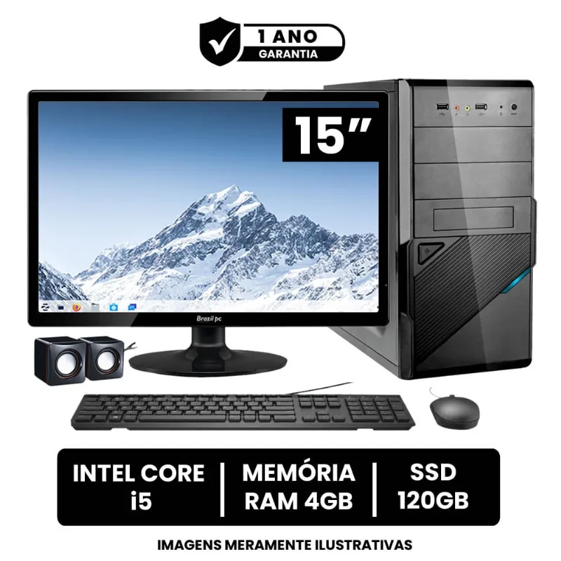 Computador Completo Intel Core I5 4gb de Ram Ssd 120gb Monitor Led 15 Hdmi