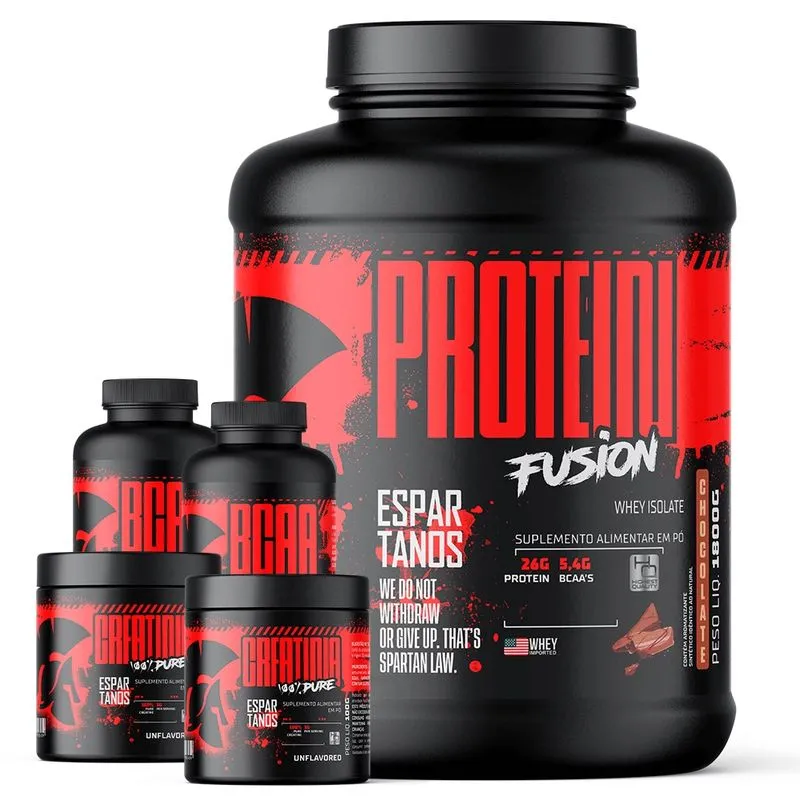 Whey Protein Fusion Isolate 1,8kg + 2x Creatina + 2x Bcaa