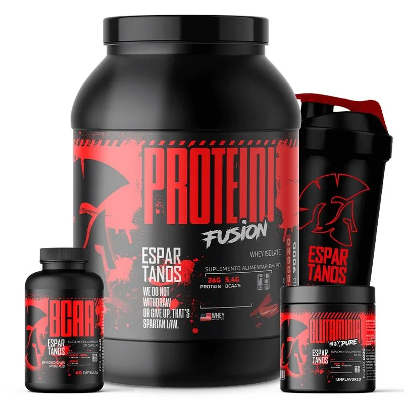 Kit Whey Protein Fusion + Bcaa + Glutamina + Shaker
