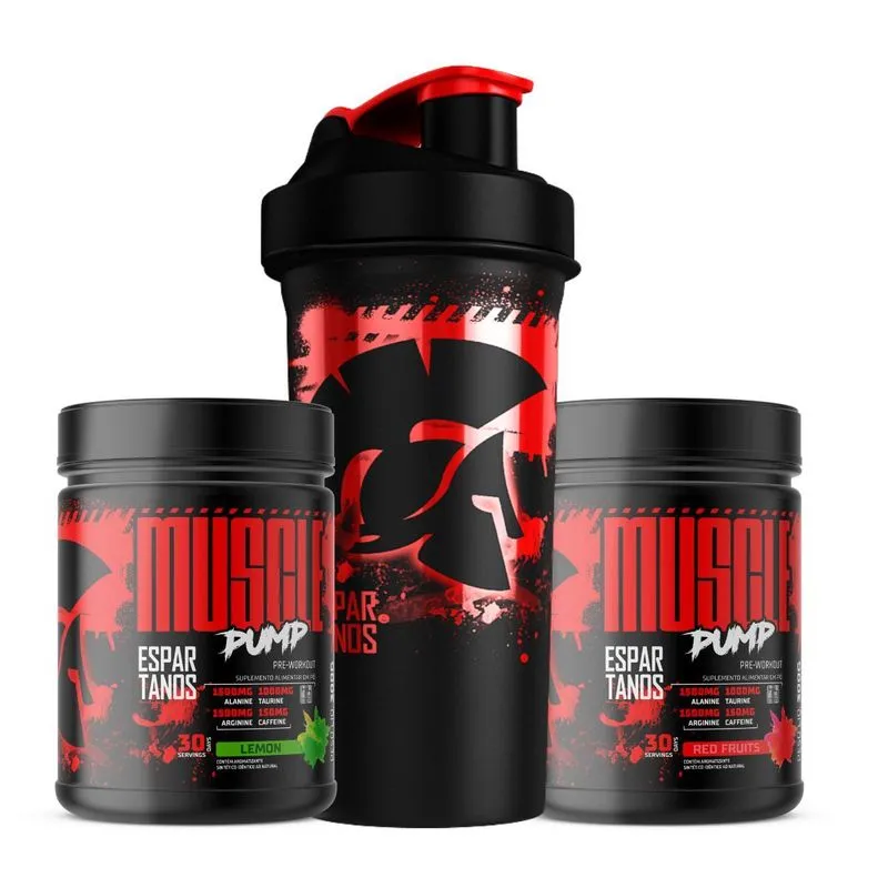 Kit 2x Pré Treino Muscle Pump 300g + Shaker - Espartanos
