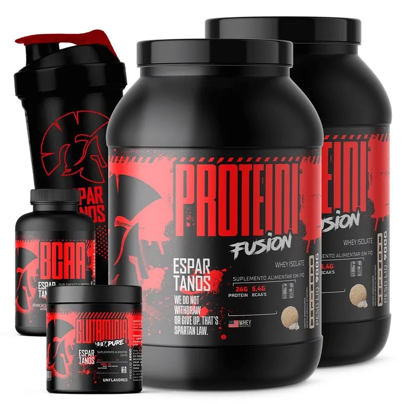 Kit 2x Whey Protein Fusion Isolado + Bcaa + Glutamina + Copo