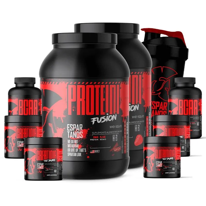 Kit 2x Whey Protein Fusion + 2x Bcaa + 2x Crea + 2x Glutamina + Copo