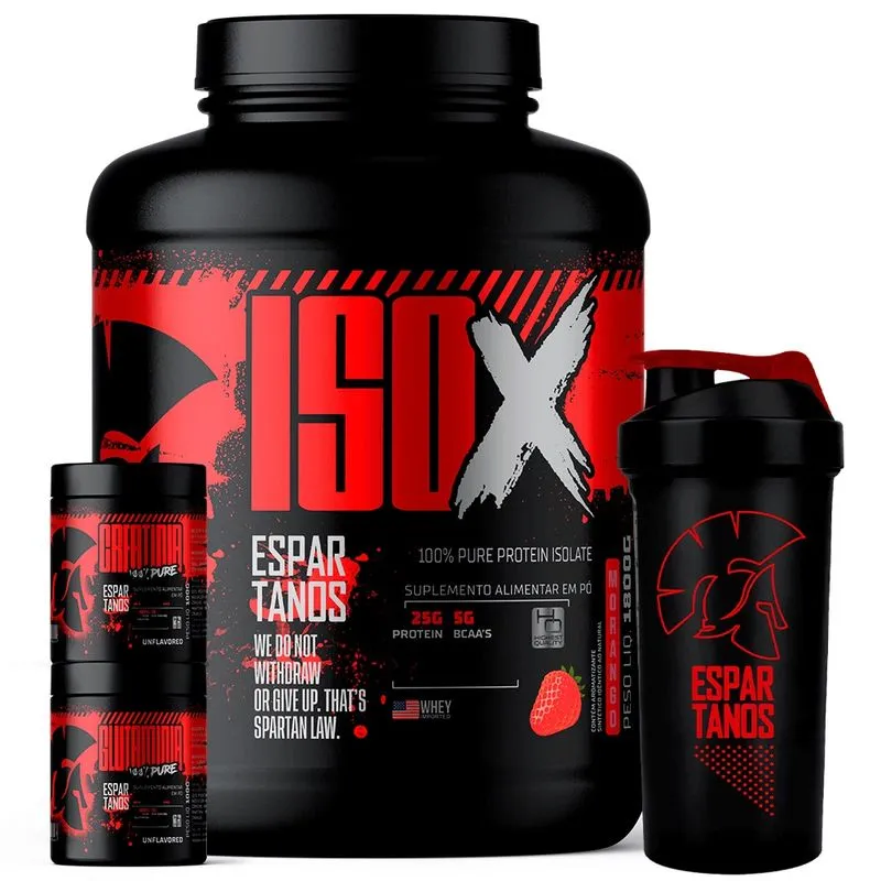 Kit Whey Protein iso X 1800g + Creatina 100g + Glutamina 100g + Coqueteleira