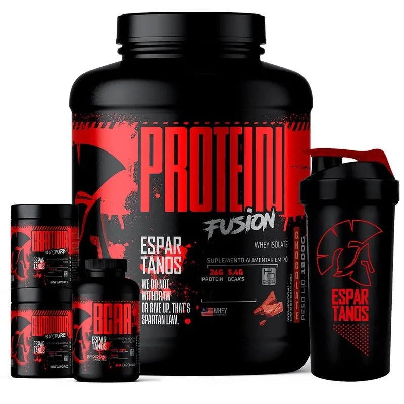 Kit Whey Protein Fusion 1,8 Kg + bcaa + Creatina + Glutamina + Shaker