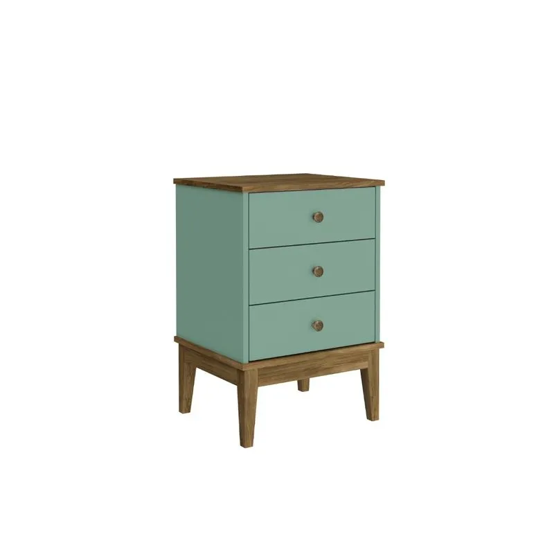 Mesa De Cabeceira Colonial 3 Gavetas Oliva E Freijo 45x66x38 - Movelbento
