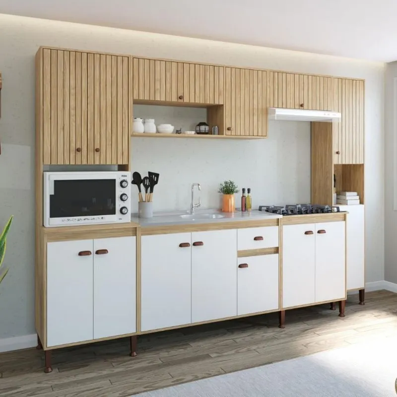 Cozinha Compacta Ripada 14 Portas 1 Gaveta Torino Movelbento