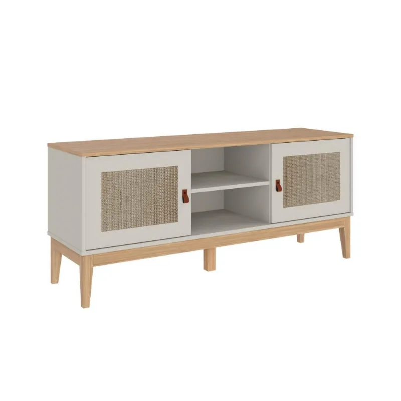 Rack Trama com 2 Portas para Tvs de até 60 Polegadas MB 1003 Mel Off White MDP Movelbento - Movelbento