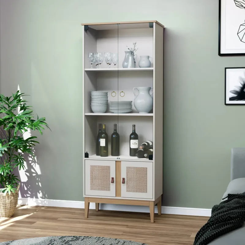 Cristaleira Sala de Jantar 70cm 2 Portas de Vidro