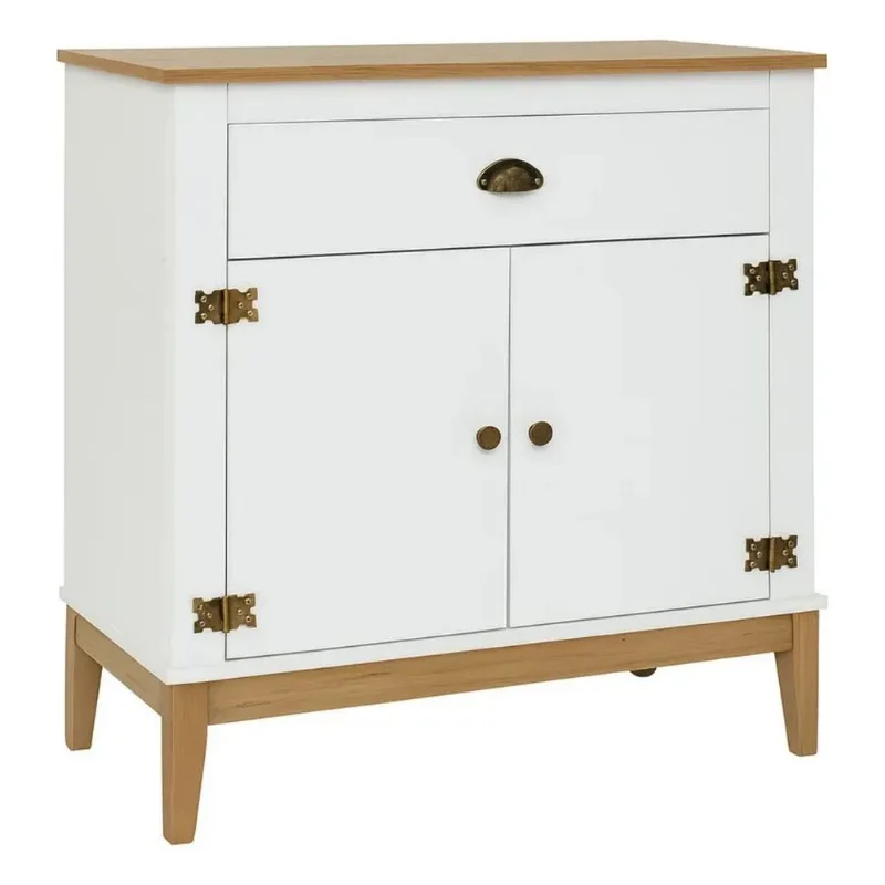 Aparador Colonial 80cm Mel Branco 2 Portas 1 Gaveta Movelbento