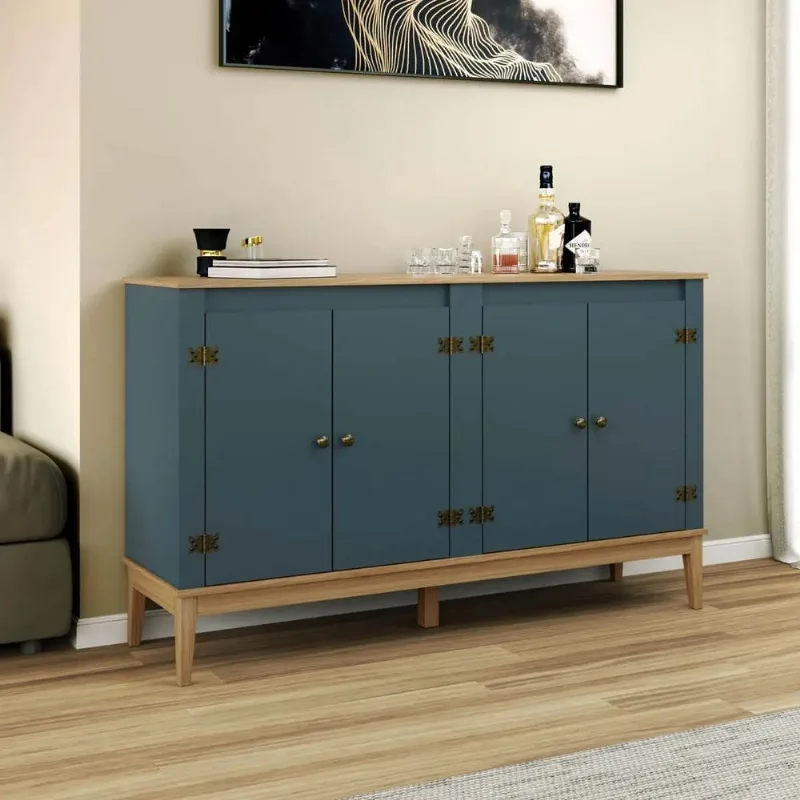 Aparador Colonial 149cm Azul Petróleo 4 Portas Movelbento - Movelbento