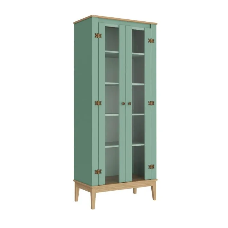 Cristaleira Colonial com 2 Portas de Vidro MDP Mel Oliva MB 1019 Movelbento